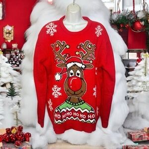 Men's Christmas Rudolph Reindeer Holiday Sweater